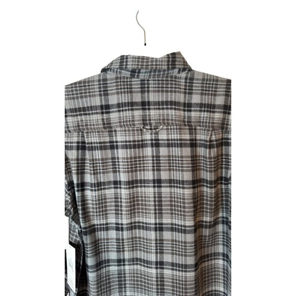 NWT Hurley Small Gray & Black Plaid Button-Up Long Sleeve Shirt - Picture 10 of 15